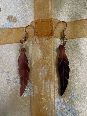 Resin Island Drop Earrings - Brown